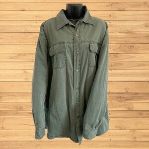 Men's Casual Green Serpa Lined-Snap Button Down Utility-Chore Jacket